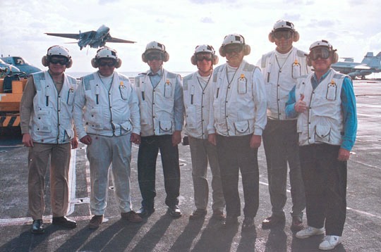 USS Saratoga Museum Foundation president Frank Lennon gets a first-hand, close-up view of operations aboard USS Enterprise.