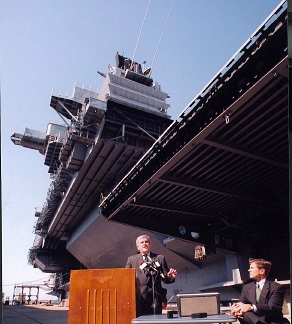 The Congressman with Frank Lennon alongside the SARATOGA in Newport, RI